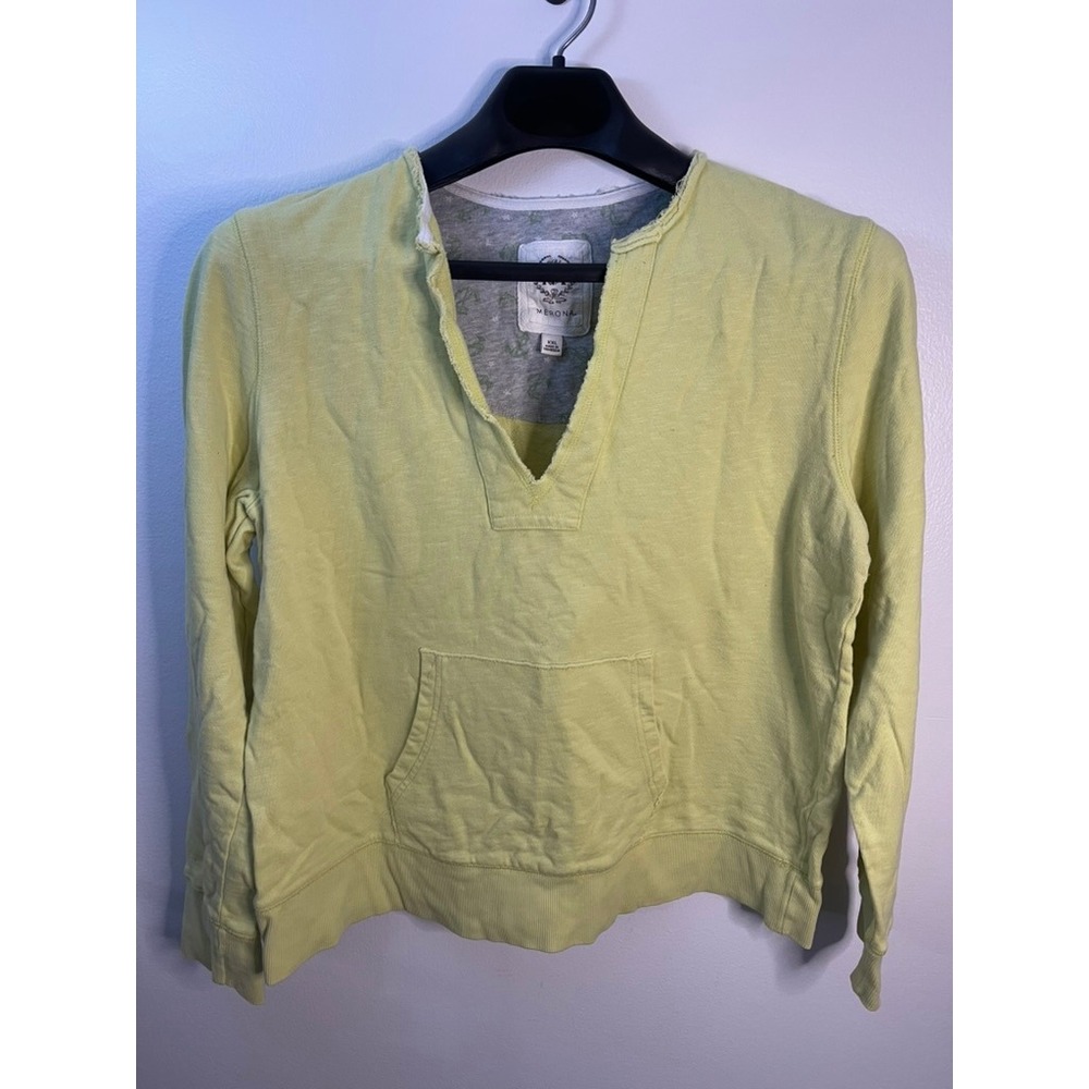 Merona Kids XXL Yellow Cotton V-Neck‎ Raw Edge Pullover Sweatshirt Kangaroo